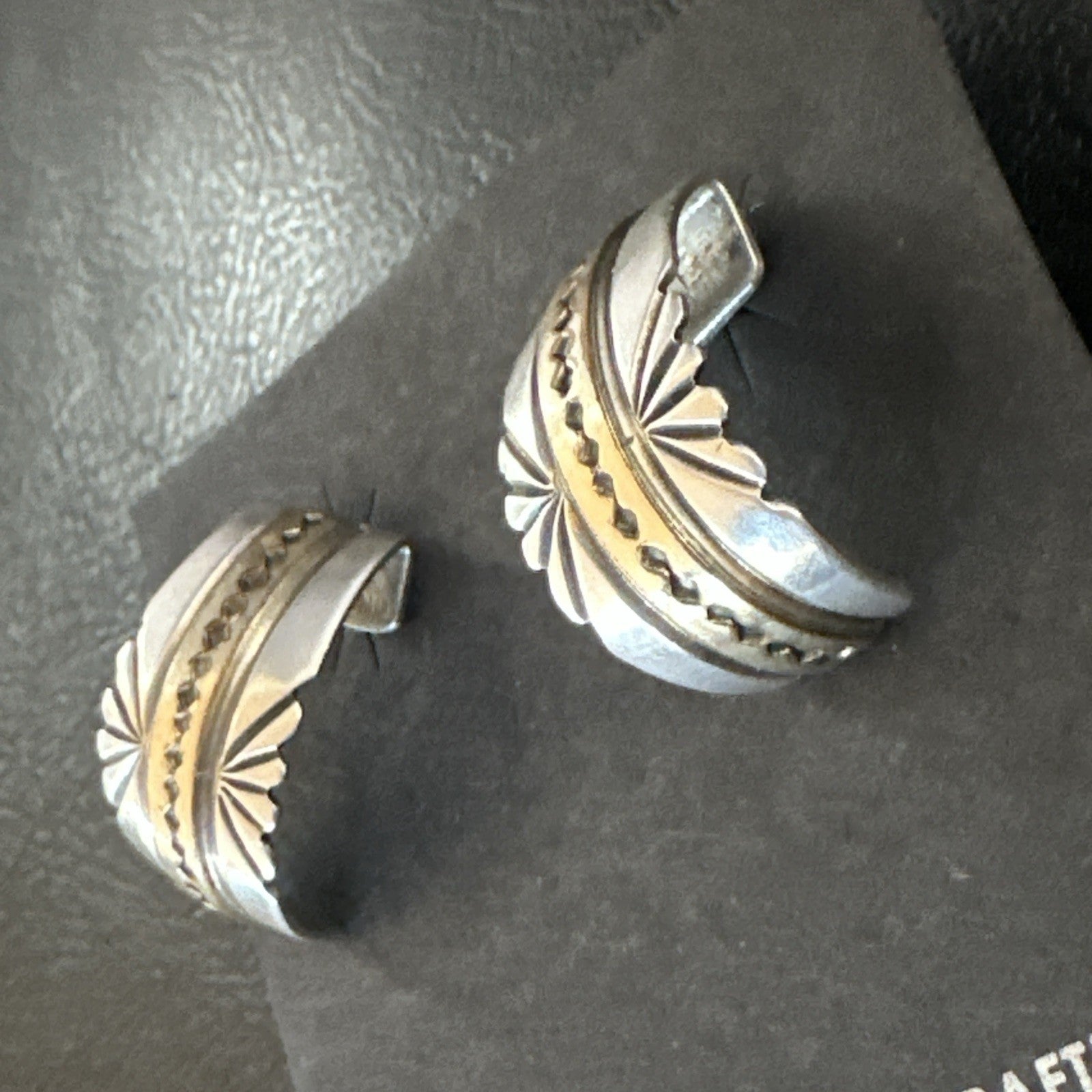 Old Pawn Navajo Stamped GF Sterling Silver Native American Earrings 19091