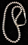 5mm Beads Navajo 20"Hook Eye Cone Necklace | Sterling Silver | Authentic Native American Handmade