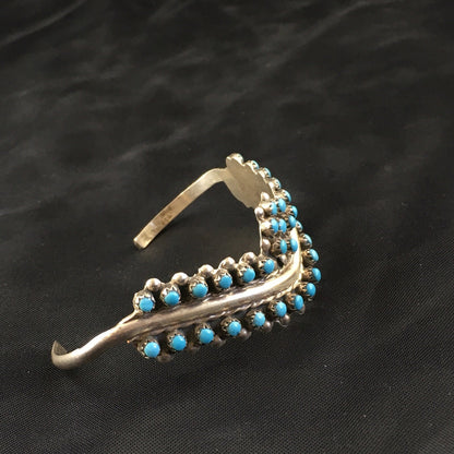 Children Blue Turquoise Petite Point Zuni Sterling Bracelet 01990