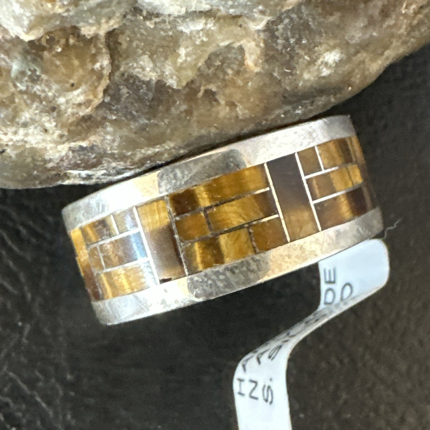 Brown Mens Infinity Band Tigers Eye Navajo Sterling Silver Ring Size 11 19051