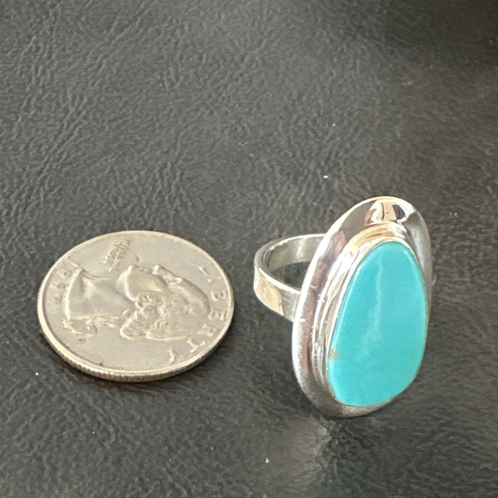 Southwestern Sterling Silver Blue Kingman Turquoise Ring Size 9 18530