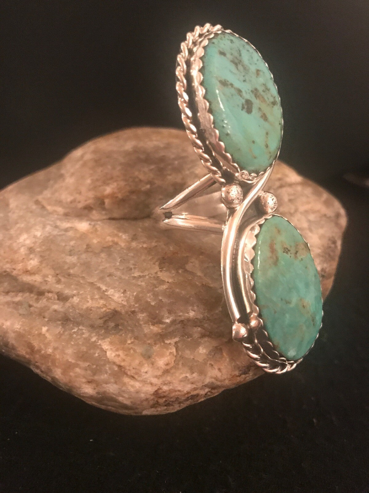 Apache Turquoise Navajo Sterling Silver Ring Size 9 02890