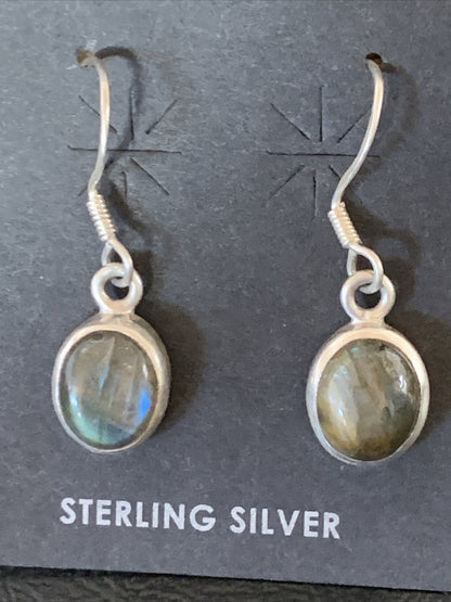 Native American Navajo Blue Labradorite Sterling Silver Dangle Earrings 13069