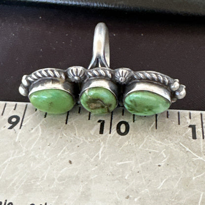 Navajo Sterling Silver Cluster Green Sonoran Gold Turquoise Ring Sz 8 18599