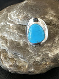 Women's Blue Kingman Turquoise Ring Size 7 | Sterling Silver | Authentic Native American Handmade | 17682