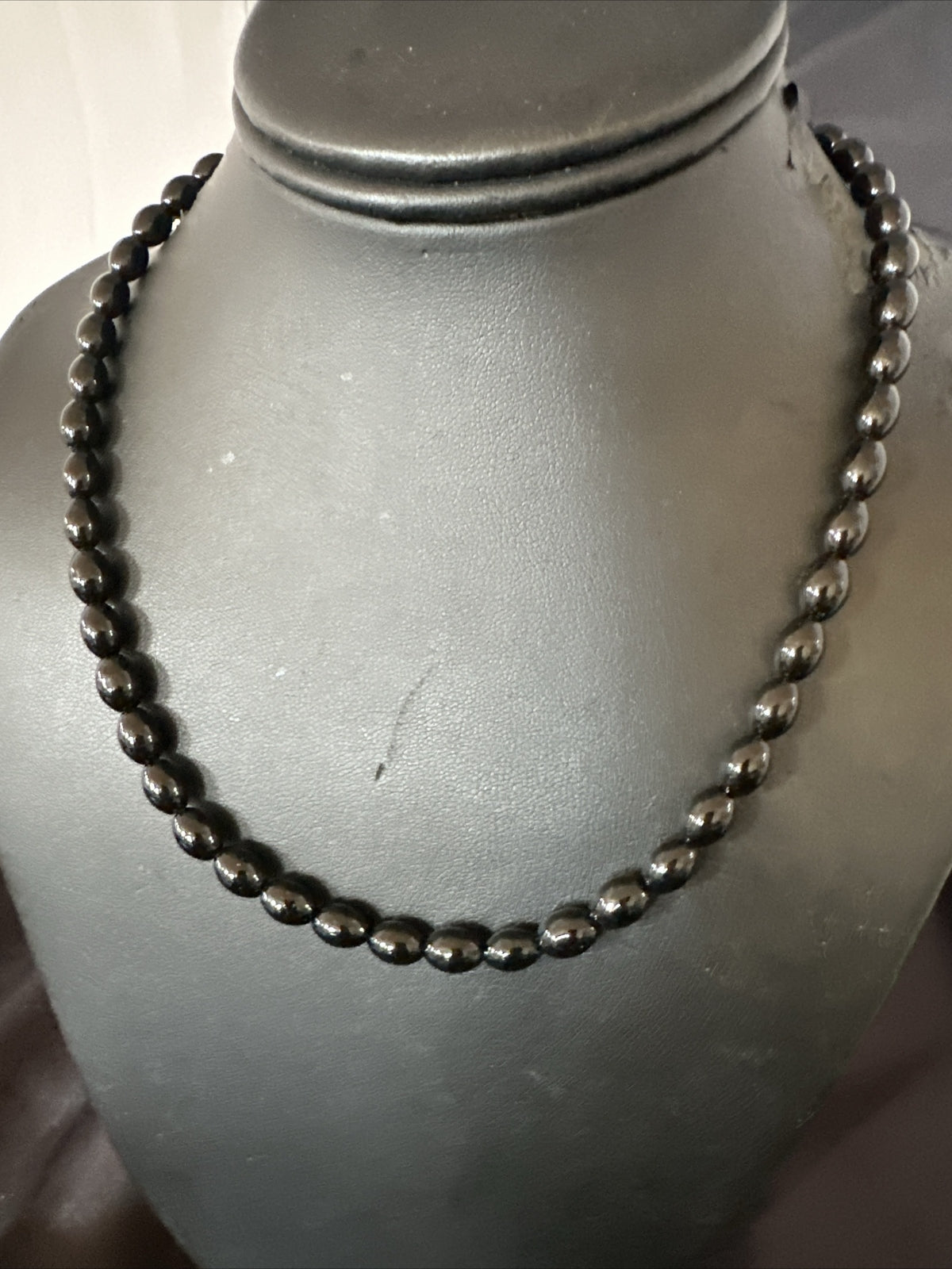 Mens Women Melon Beads Black Onyx Navajo Sterling Silver Necklace 18” 17921
