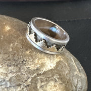 Men's Wedding Band Navajo Stamped 14K Gold Ring Sz 4 | Sterling Silver | Authentic Native American Handmade | 17969