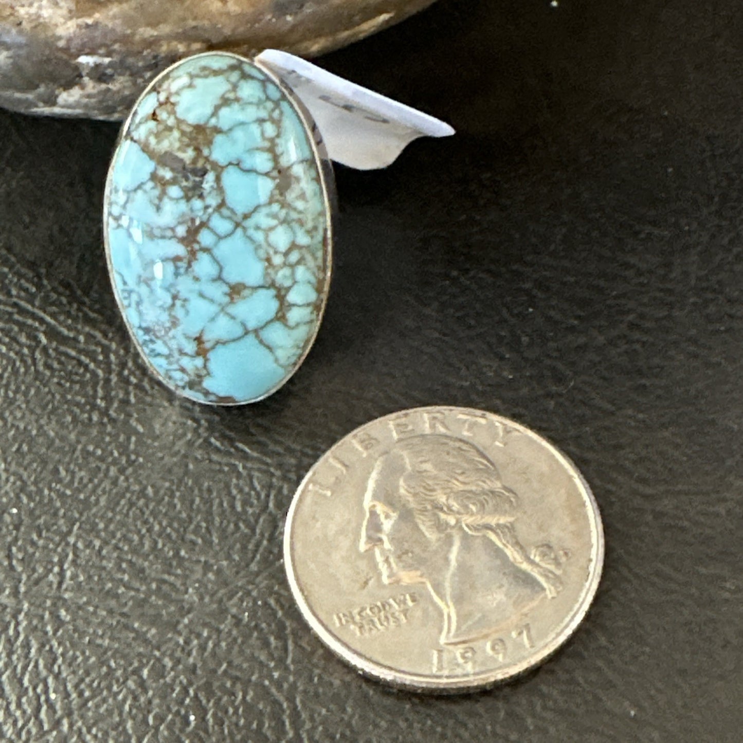 Blue Turquoise#8 Southwestern Sterling Silver Ring Size 5 19728