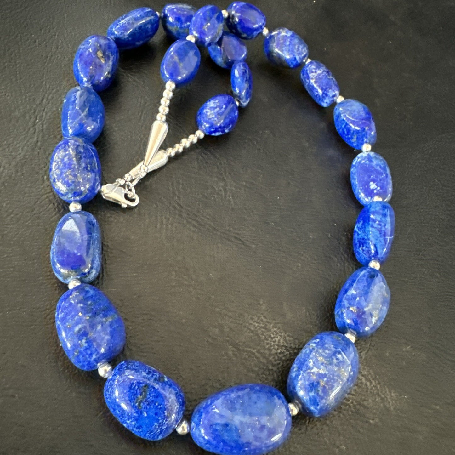 Mens Womens Lapis Lazuli Navajo Sterling Silver 21” Necklace 17750