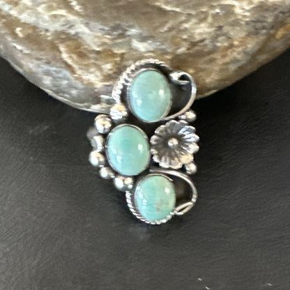 3 Besties Ring Green Turquoise Navajo Sterling Silver Cluster Size 8.5 19158