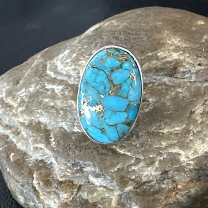 Mohave Native Navajo Sterling Silver Blue Turquoise Ring Sz 7 18241