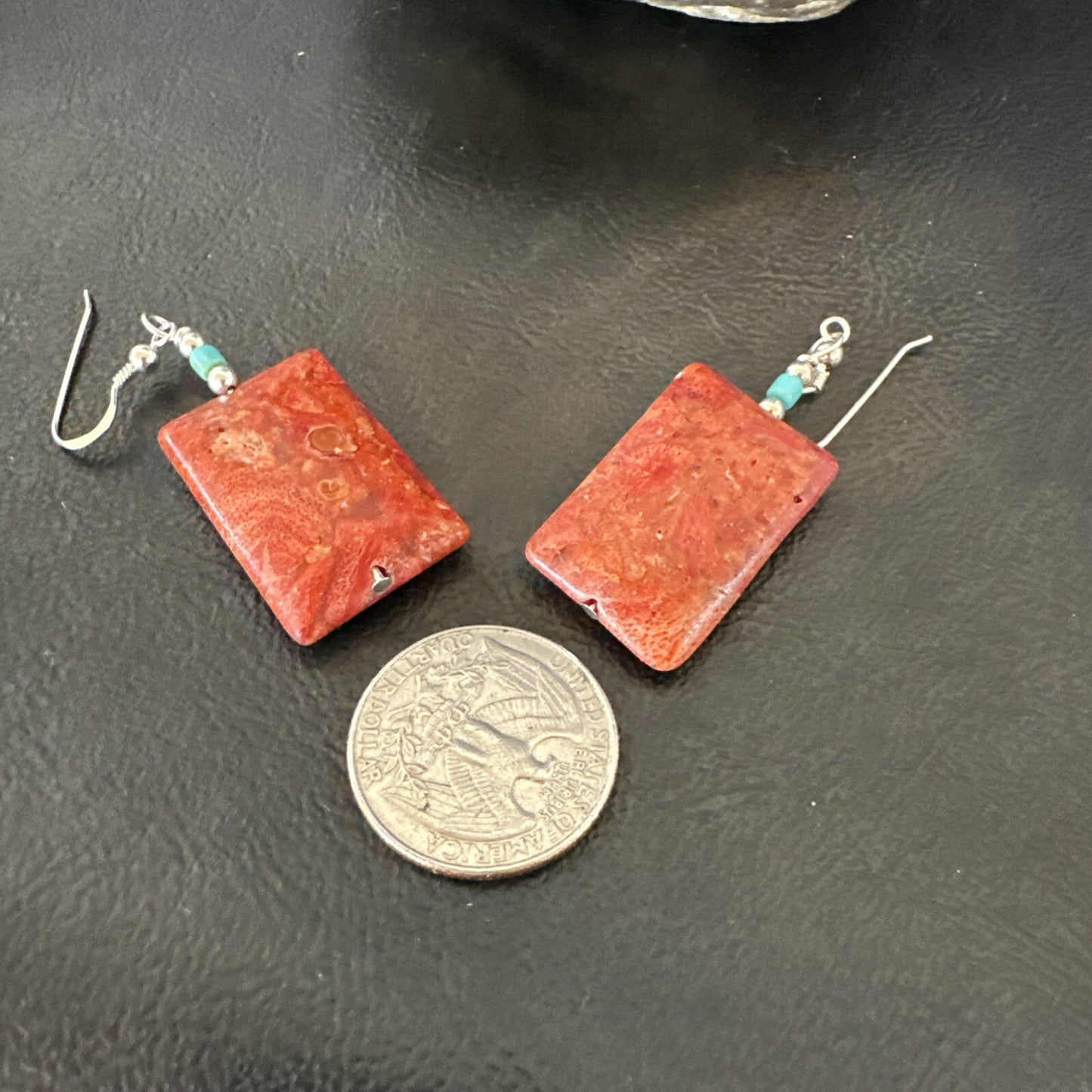 Apple Sponge Coral Southwestern Sterling Silver Earrings 1.5” 18838