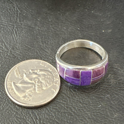 Native Womens  Purple Stone Navajo Sterling Silver Ring Set Sz 10 17778