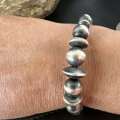 Children Navajo Pearls Sterling Silver Bead Stainless Wrap Bracelet 4.5" 19022