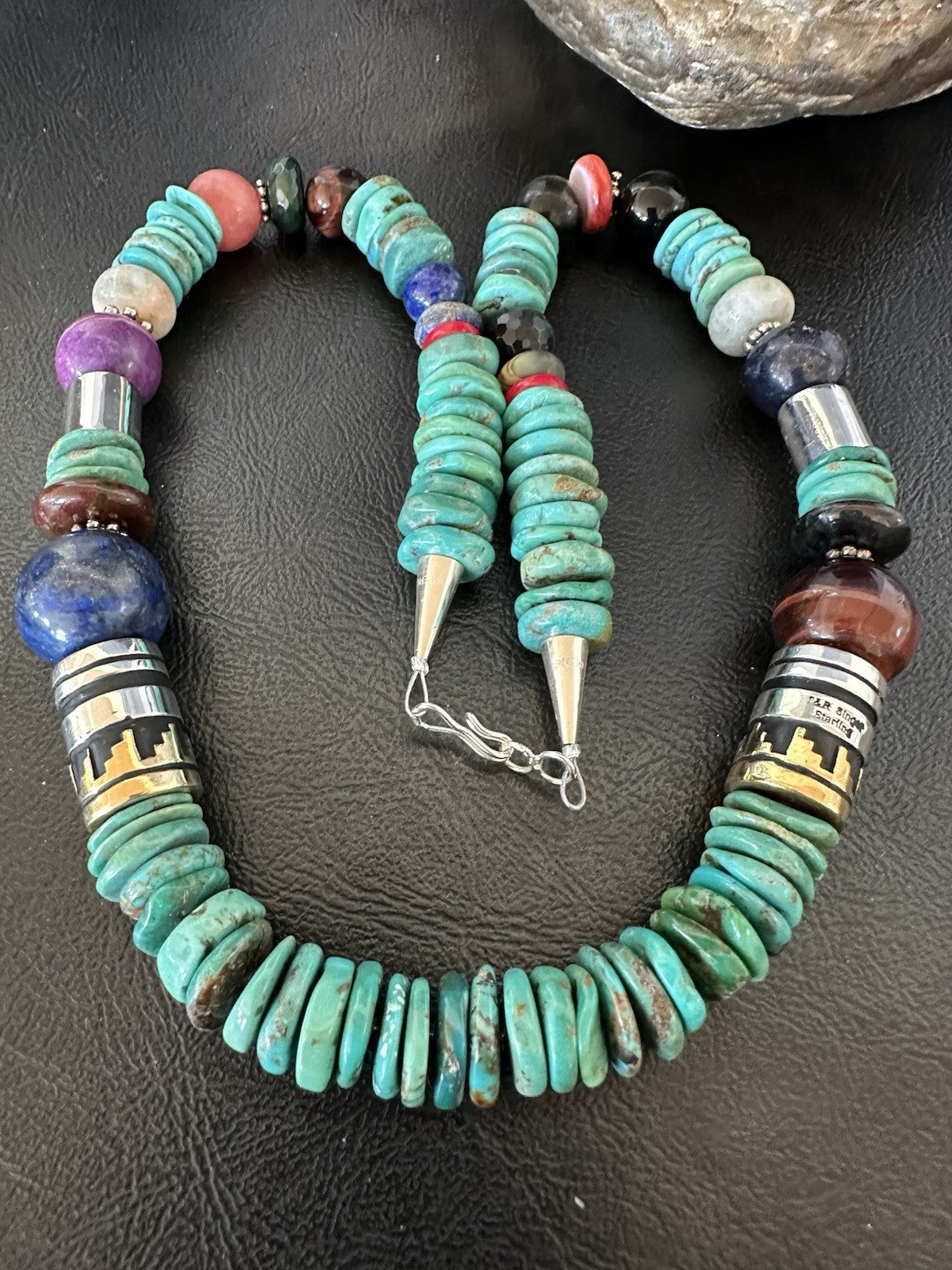 Tommy Rosita Singer T R Sterling Silver Blue Turquoise Bead Necklace 21 in 19412