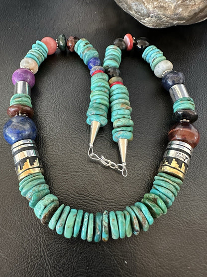 Tommy Rosita Singer T R Sterling Silver Blue Turquoise Bead Necklace 21 in 19412
