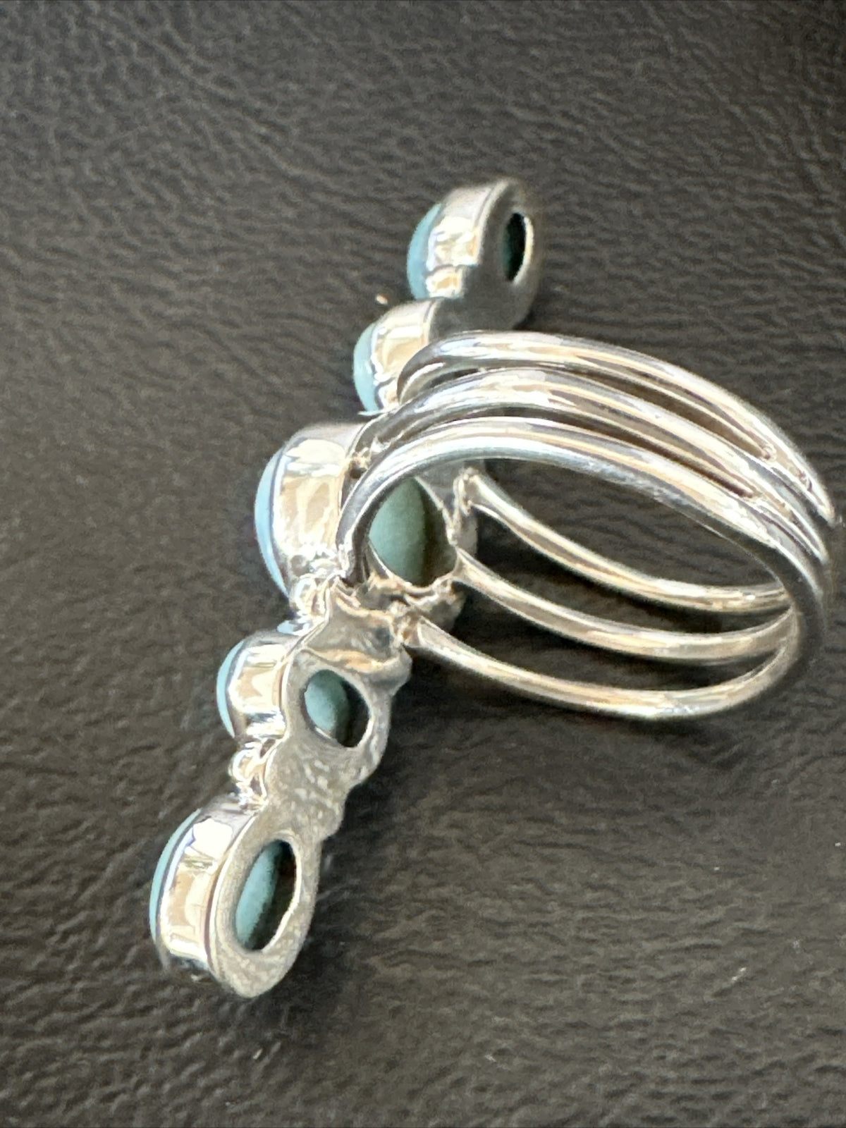 WoMens Cluster Blue Larimar Navajo Sterling Silver Ring Size 8.5 17677