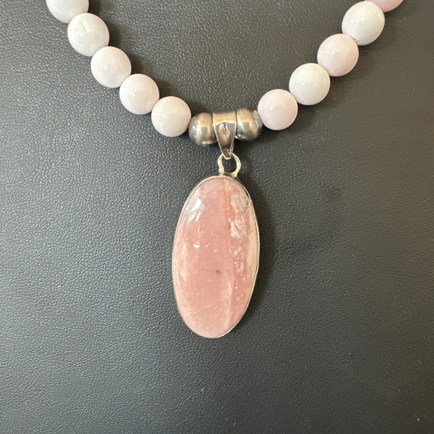 Southwestern Sterling Silver Pink Queen Conch Bead Necklace Pendant 20" 19582