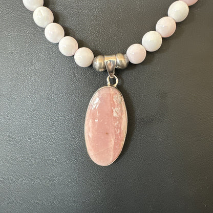 Southwestern Sterling Silver Pink Queen Conch Bead Necklace Pendant 20" 19582