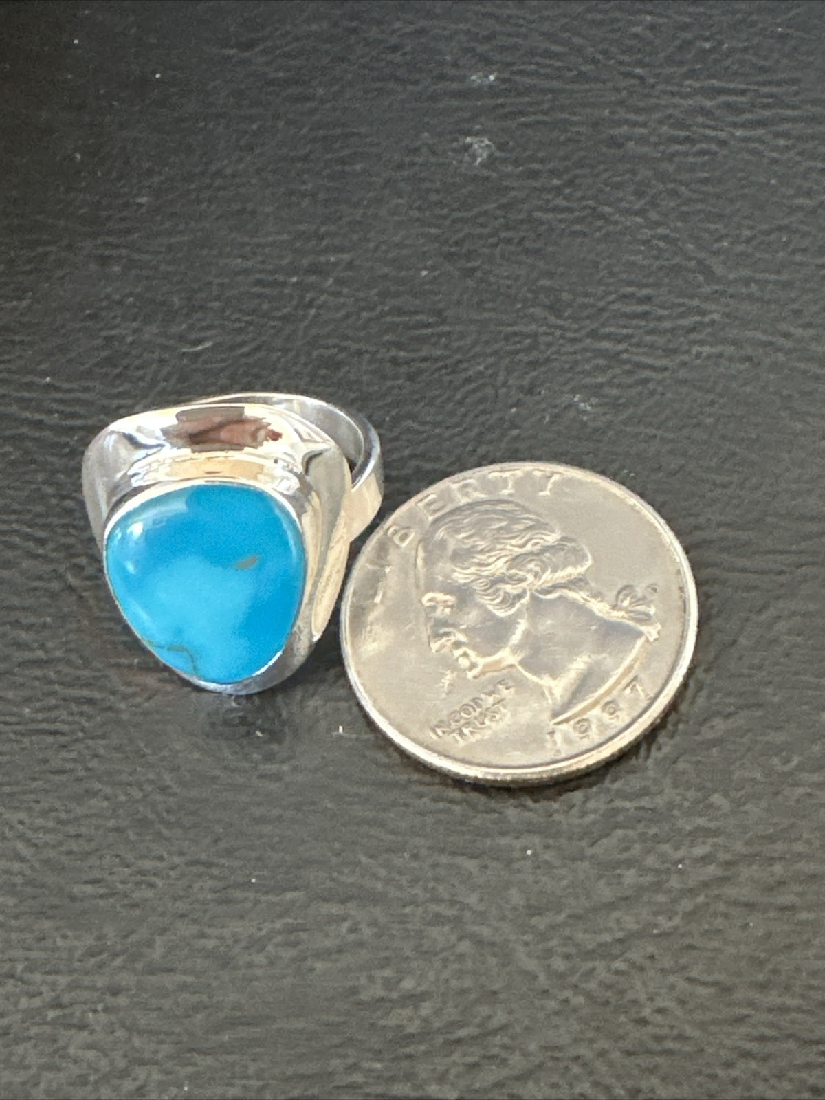 WoMens Sterling Silver Blue Kingman Turquoise Ring Size 7 17681