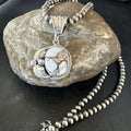 Men's Women's Wild Horse Turquoise Pendant Navajo Necklace 17808N | Sterling Silver | Authentic Native American Handmade