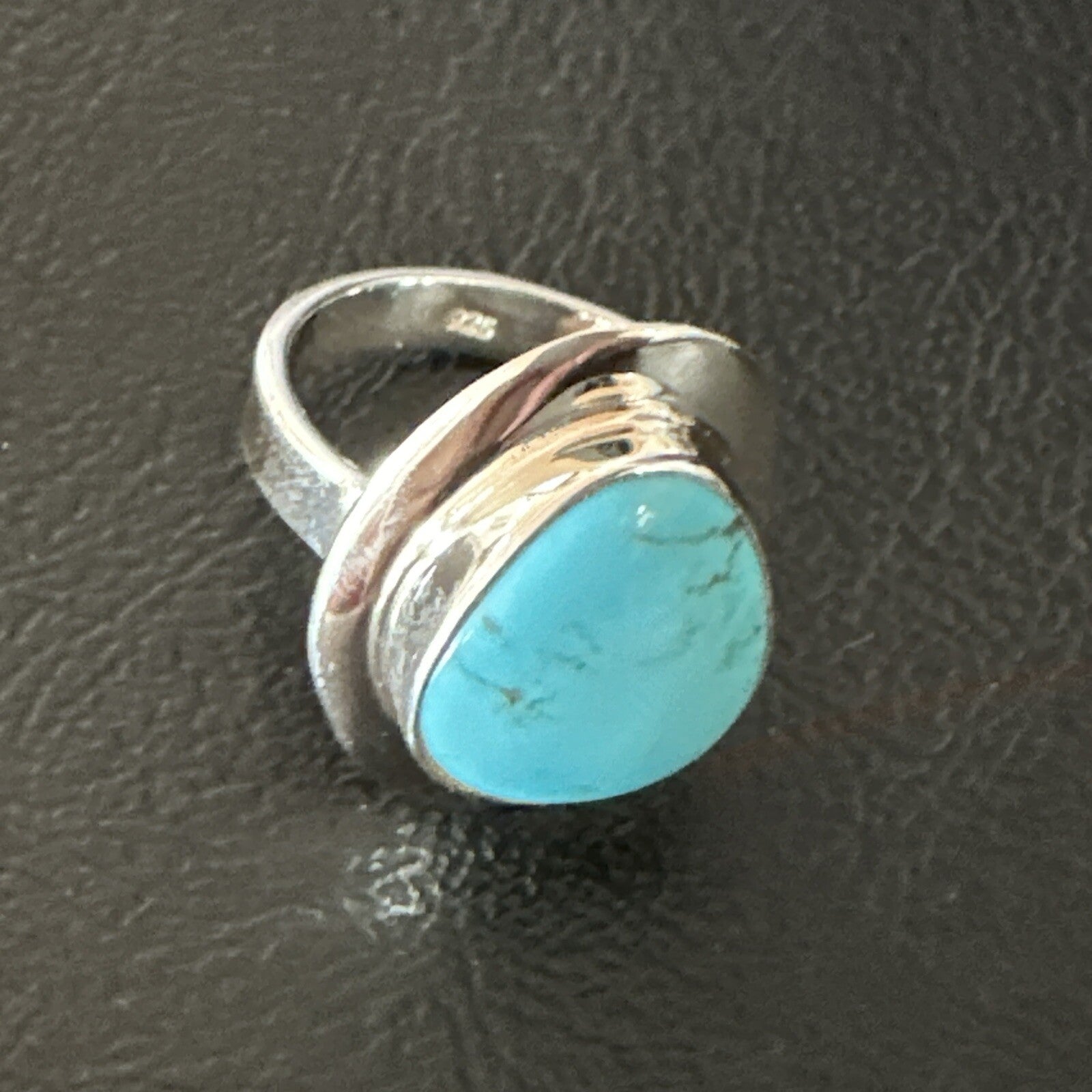 Southwestern Sterling Silver Blue Kingman Turquoise Ring Size 7 18512