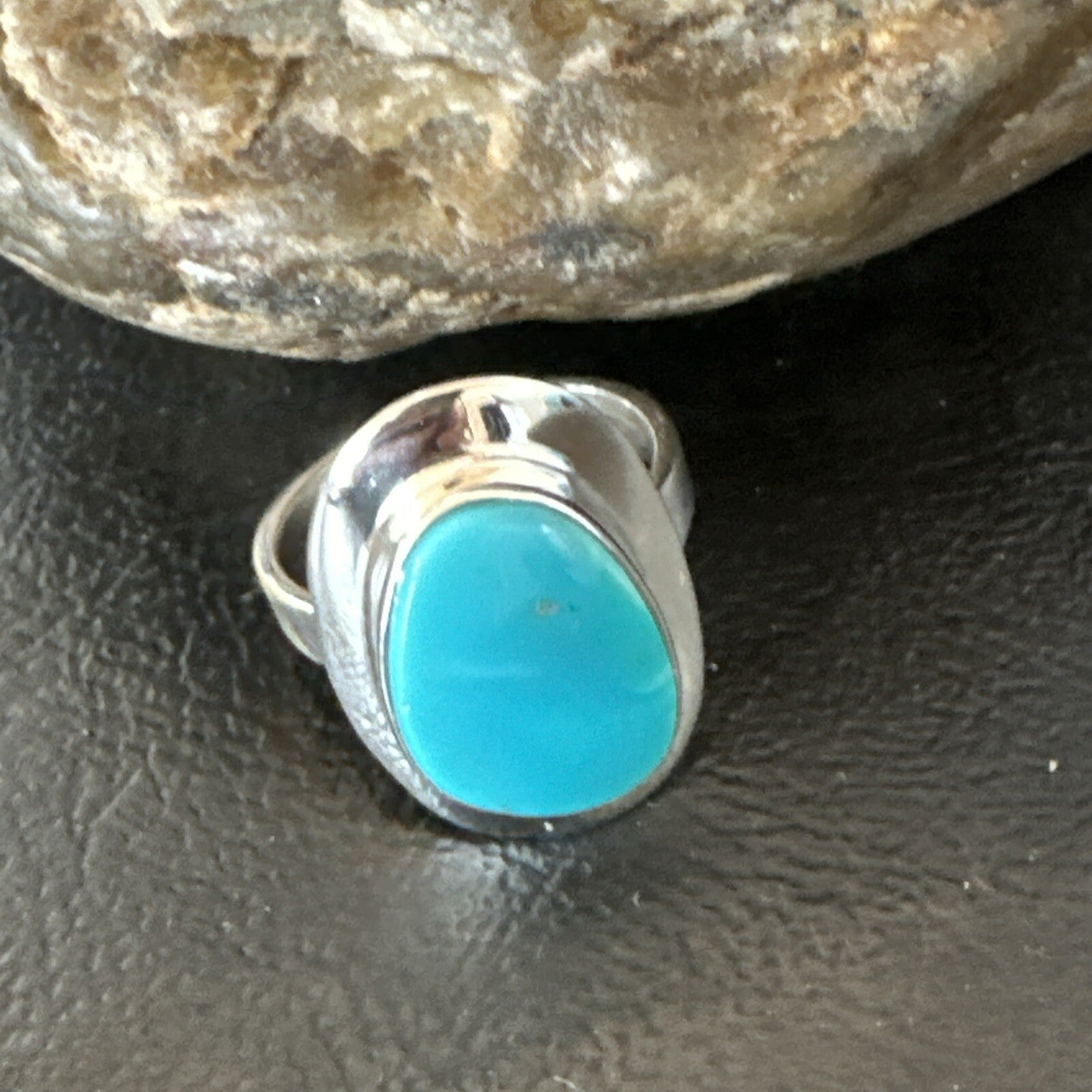 Southwestern Sterling Silver Blue Kingman Turquoise Ring Size 9 18528