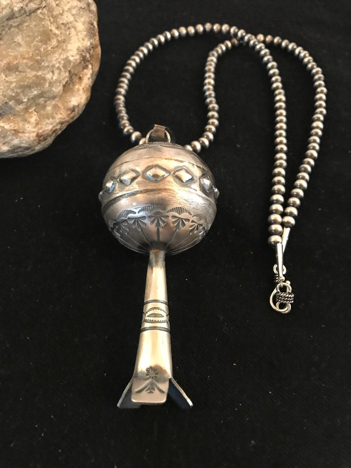 Navajo YAZZIE Sterling Silver LG Naja Necklace Pendant 4" 08394