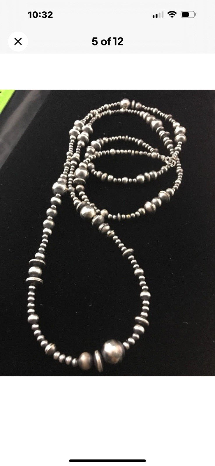 48” Long Navajo Pearls Mixed Bead Sterling Silver Necklace