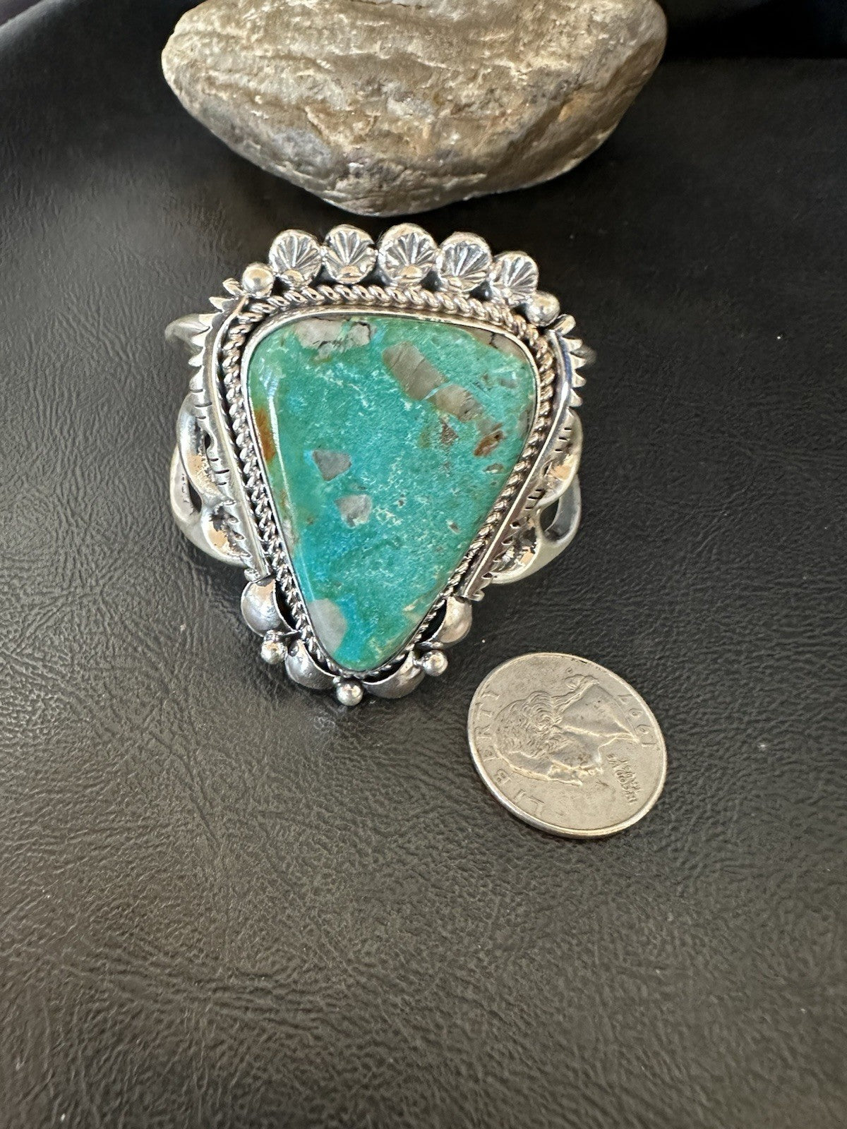 Mens Tufa Royston Turquoise Navajo Sterling Silver Cuff Bracelet 7.1" 19452