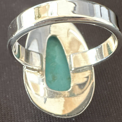 Southwestern Sterling Silver Blue Kingman Turquoise Ring Size 9 18530
