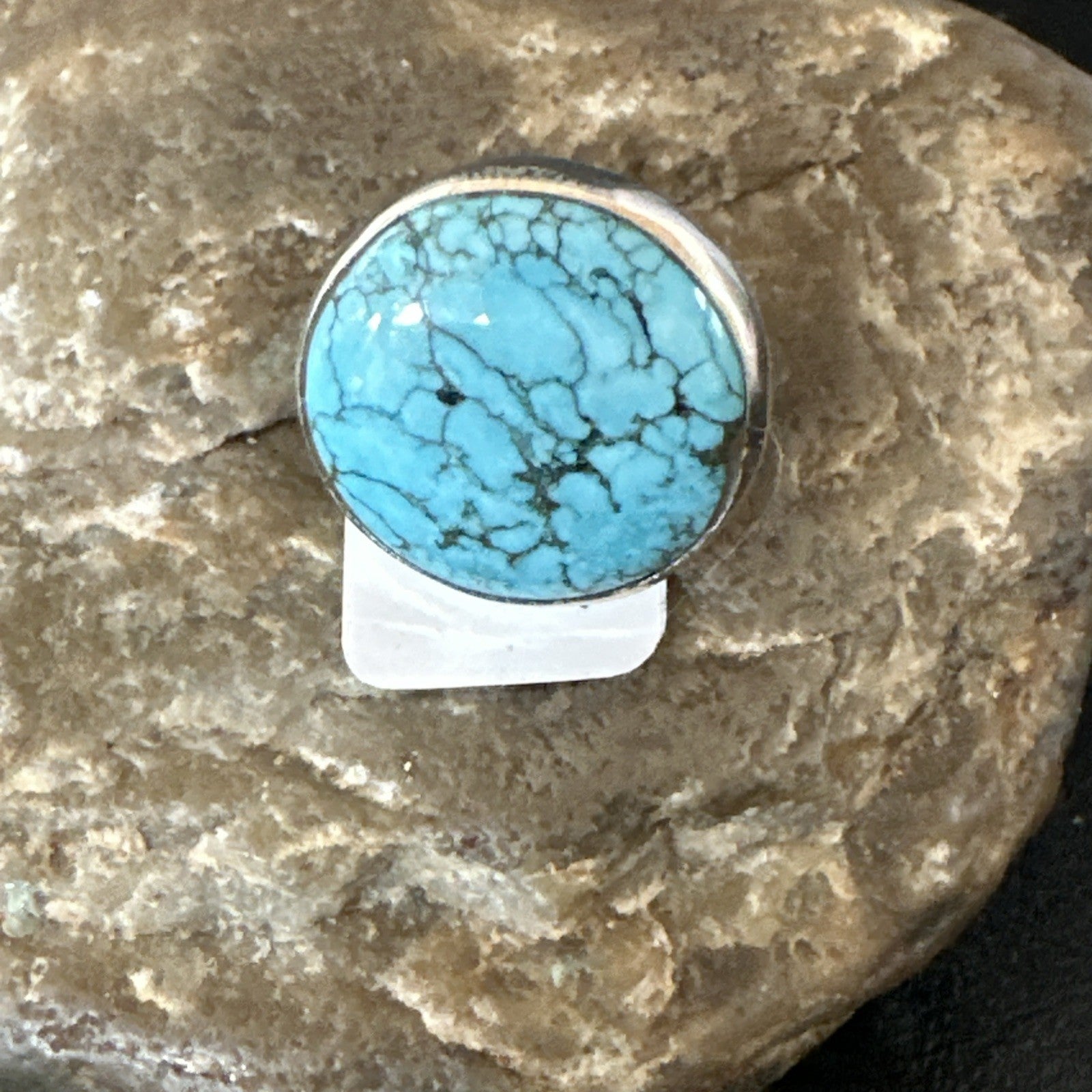 Blue Turquoise#8 Southwestern Sterling Silver Ring Size 8 19742