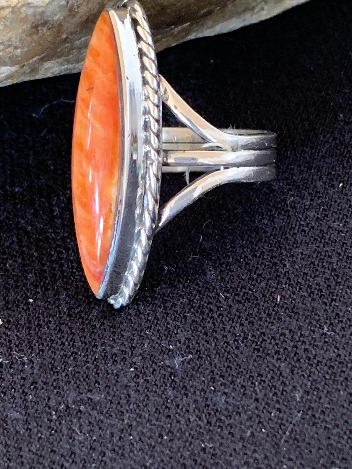 Red Spiny Oyster Navajo Sterling Silver Ring Size 5.5 14693