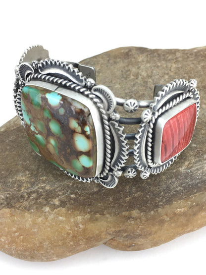 Royston Turquoise Spiny Oyster Navajo Sterling Silver Bracelet 1129