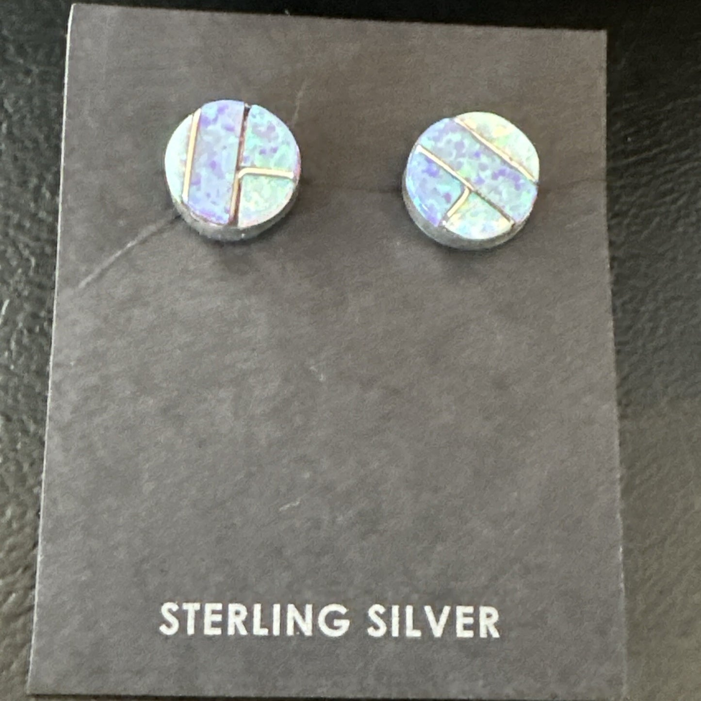 Multicolor Opal Navajo Handmade Sterling Silver Inlay Post Earrings 18719