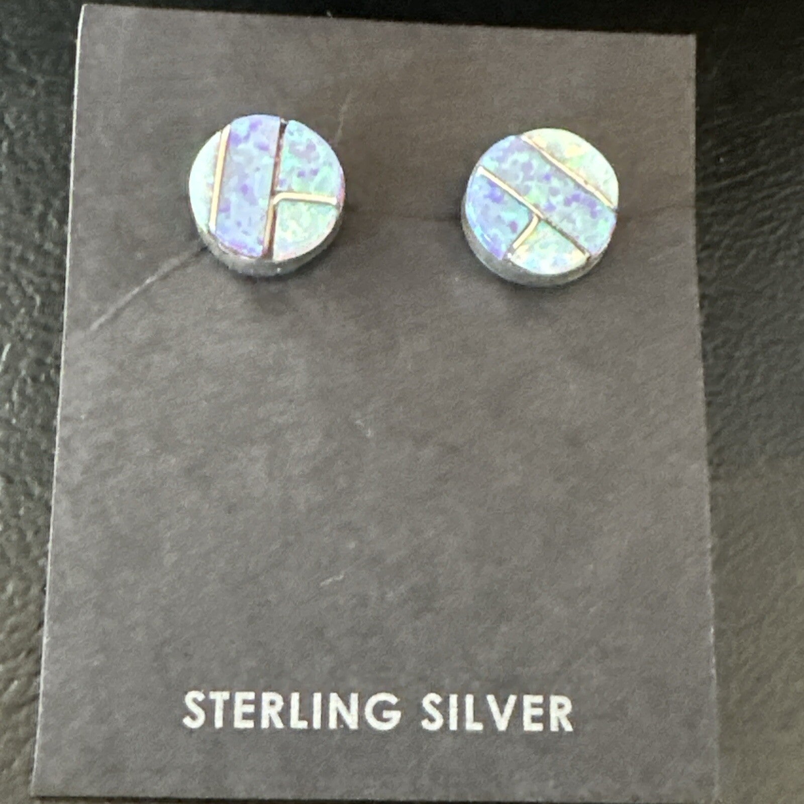 Multicolor Opal Navajo Handmade Sterling Silver Inlay Post Earrings 18719