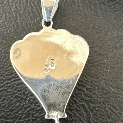 Balloon Orange Spiny Opal Pendant Navajo Sterling Silver 19259