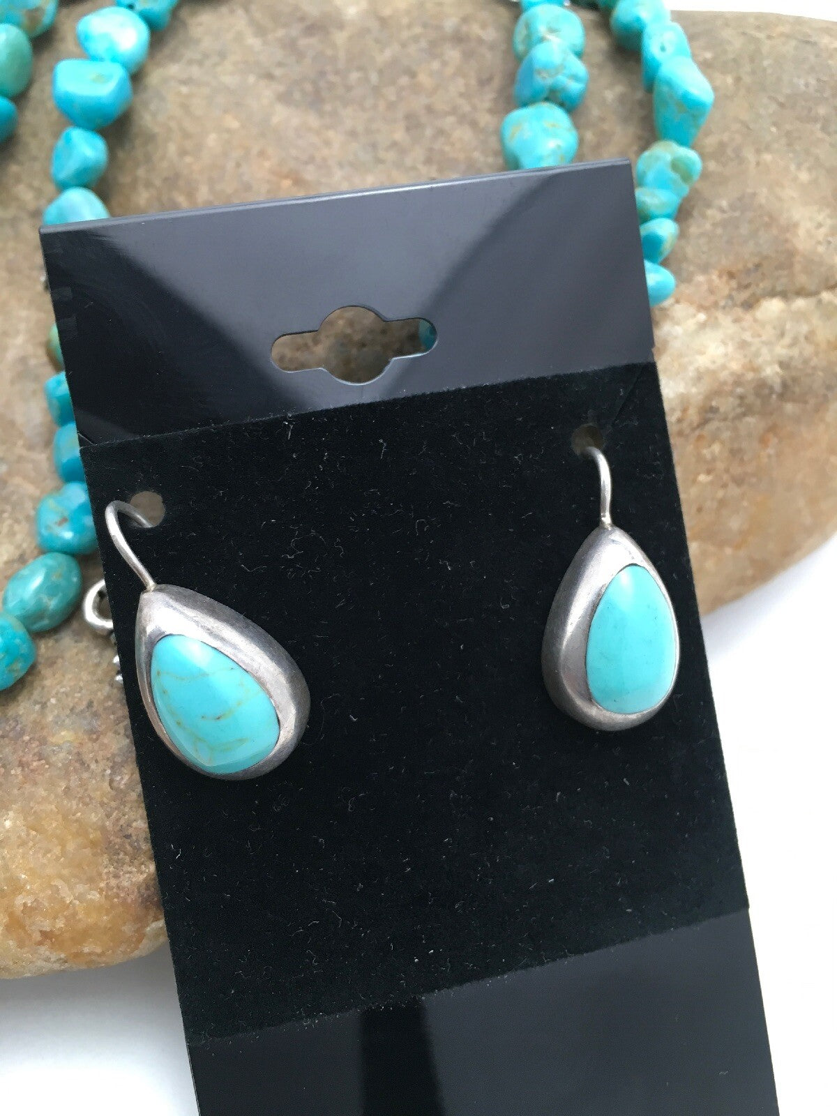 Native Turquoise Nugget Sterling Silver Necklace Earring & Bracelet 3145