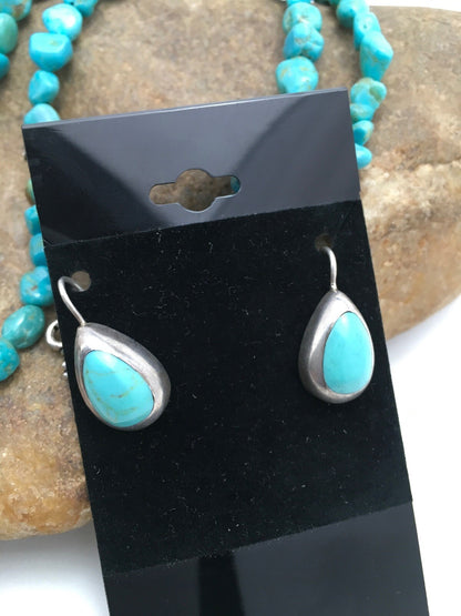 Native Turquoise Nugget Sterling Silver Necklace Earring & Bracelet 3145