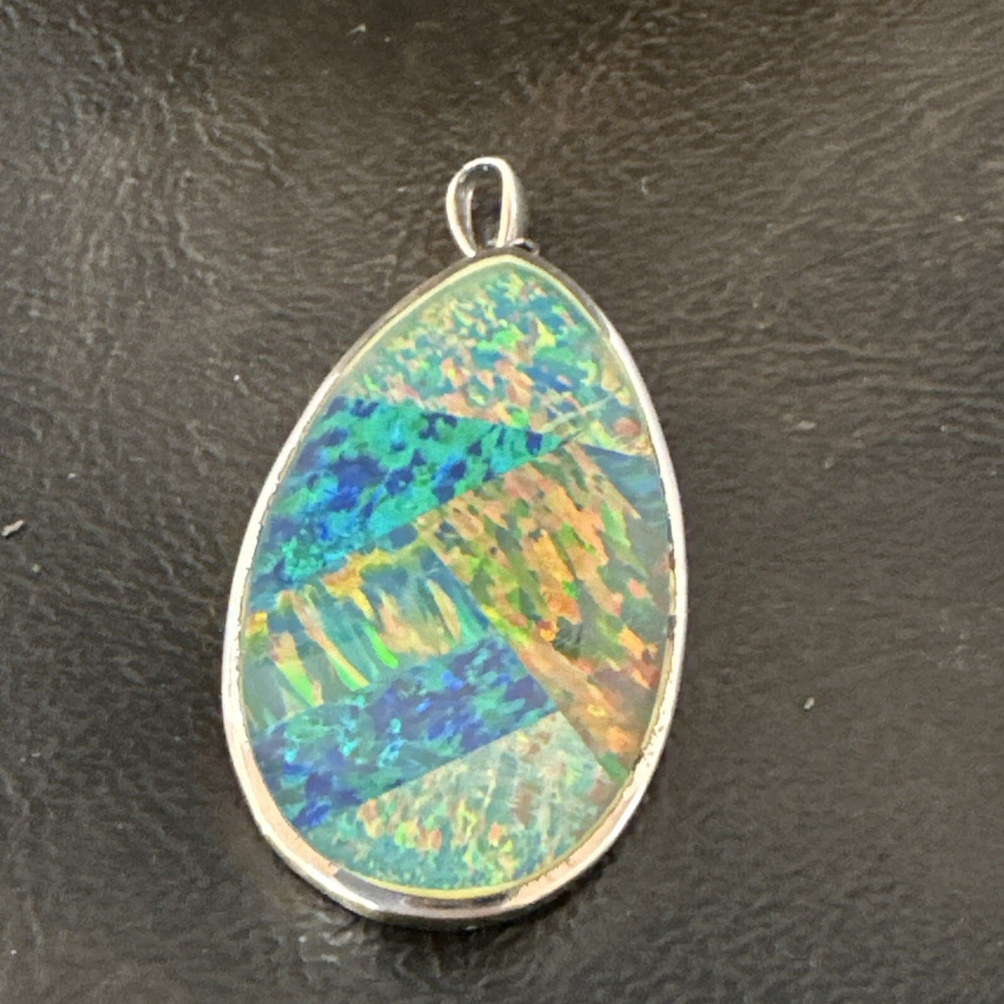 Mens Womens Multicolor Gilson Opal Navajo Sterling Silver Inlay Pendant 18609