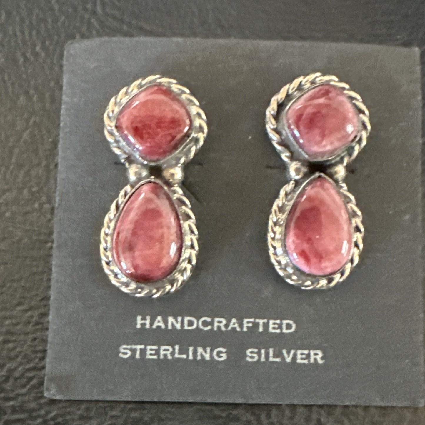 Native Purple Spiny Oyster Navajo Sterling Silver Dangle Earrings 1" 1606