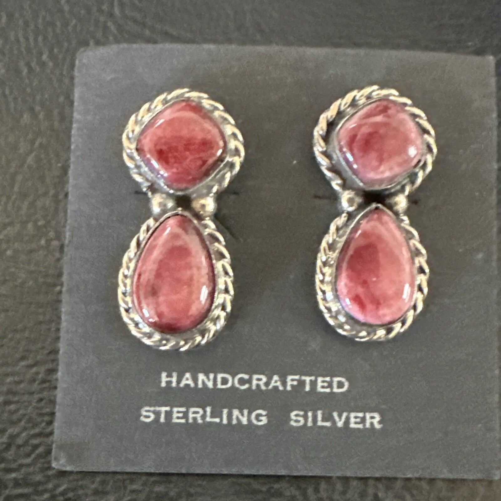 Native Purple Spiny Oyster Navajo Sterling Silver Dangle Earrings 1" 1606