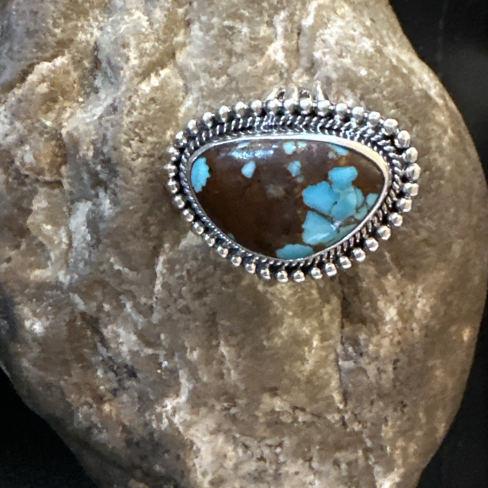 Blue Turquoise #8 Navajo Sterling Silver  Ring Size 6 18826