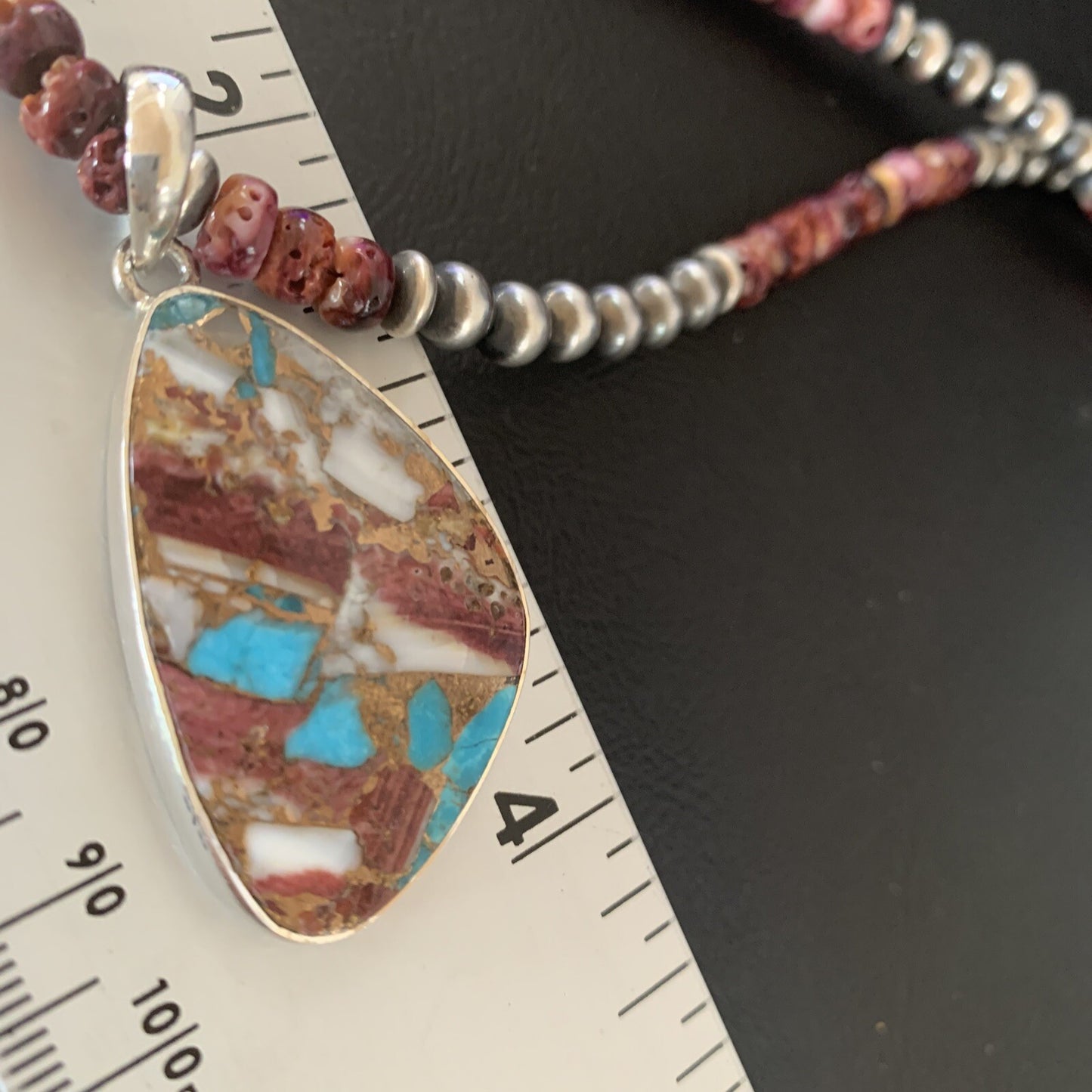 Purple Spiny Oyster Pendant Navajo Sterling Silver Necklace 18" 11902