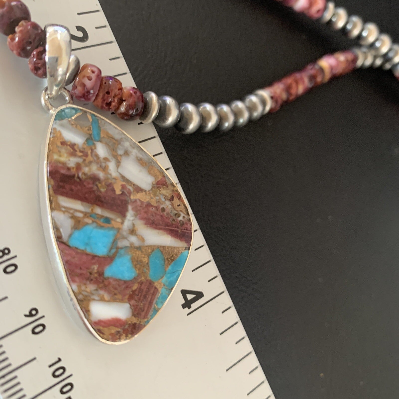 Purple Spiny Oyster Pendant Navajo Sterling Silver Necklace 18" 11902