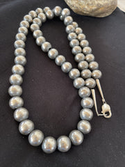 14mm Navajo Pearls 30"Single-Strand Necklace | Sterling Silver | Authentic Native American Handmade