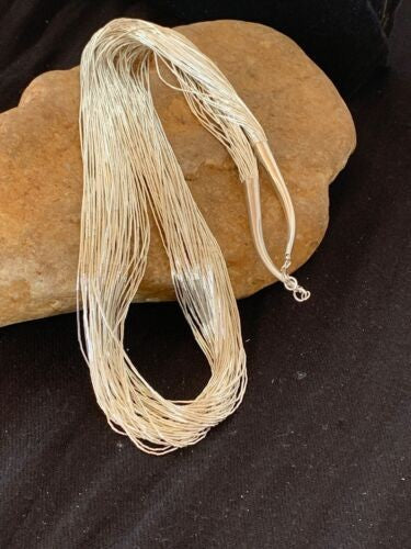 Southwestern Liquid Tubes Heishi Necklace 50 Strands | Sterling Silver | Authentic Native American Handmade | 4637