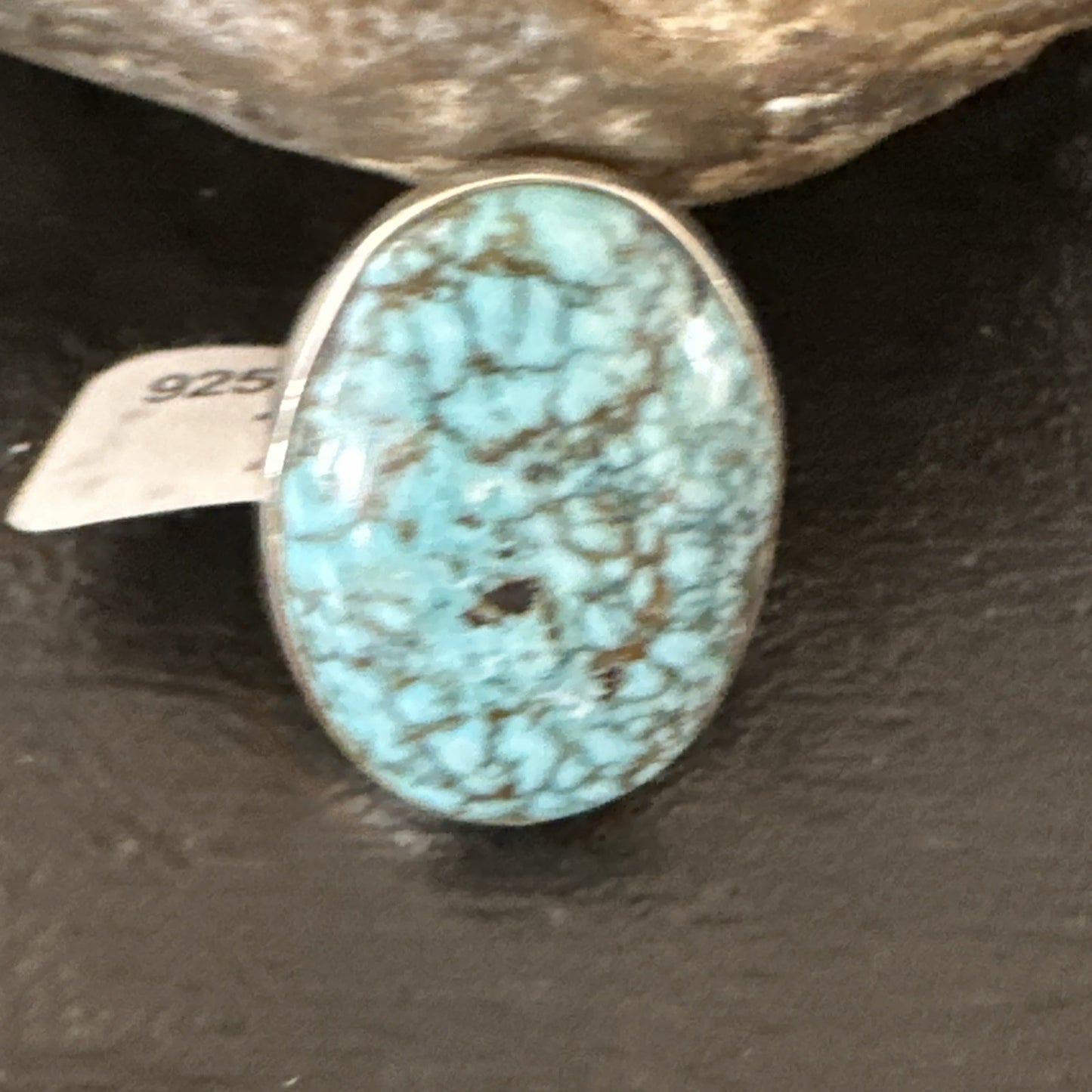 Blue Turquoise#8 Southwestern Sterling Silver Ring Size 7 19739
