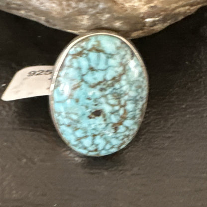 Blue Turquoise#8 Southwestern Sterling Silver Ring Size 7 19739