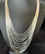 Graduated Bib Heishi Liquid All 30S Necklace 24" | Sterling Silver | Authentic Native American Handmade | 17243